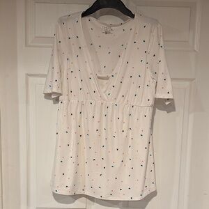 Time and Tru White Maternity Top with Colorful Dots